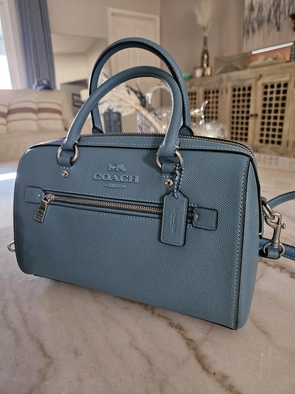Coach Blue Leather Small Satchel Crossbody Bag NWT - Picture 5 of 12